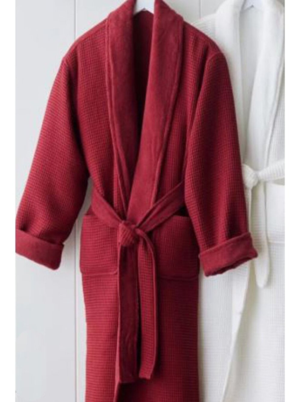 POTTERY BARN Waffle Weave Resort Robe, sz L, burgundy